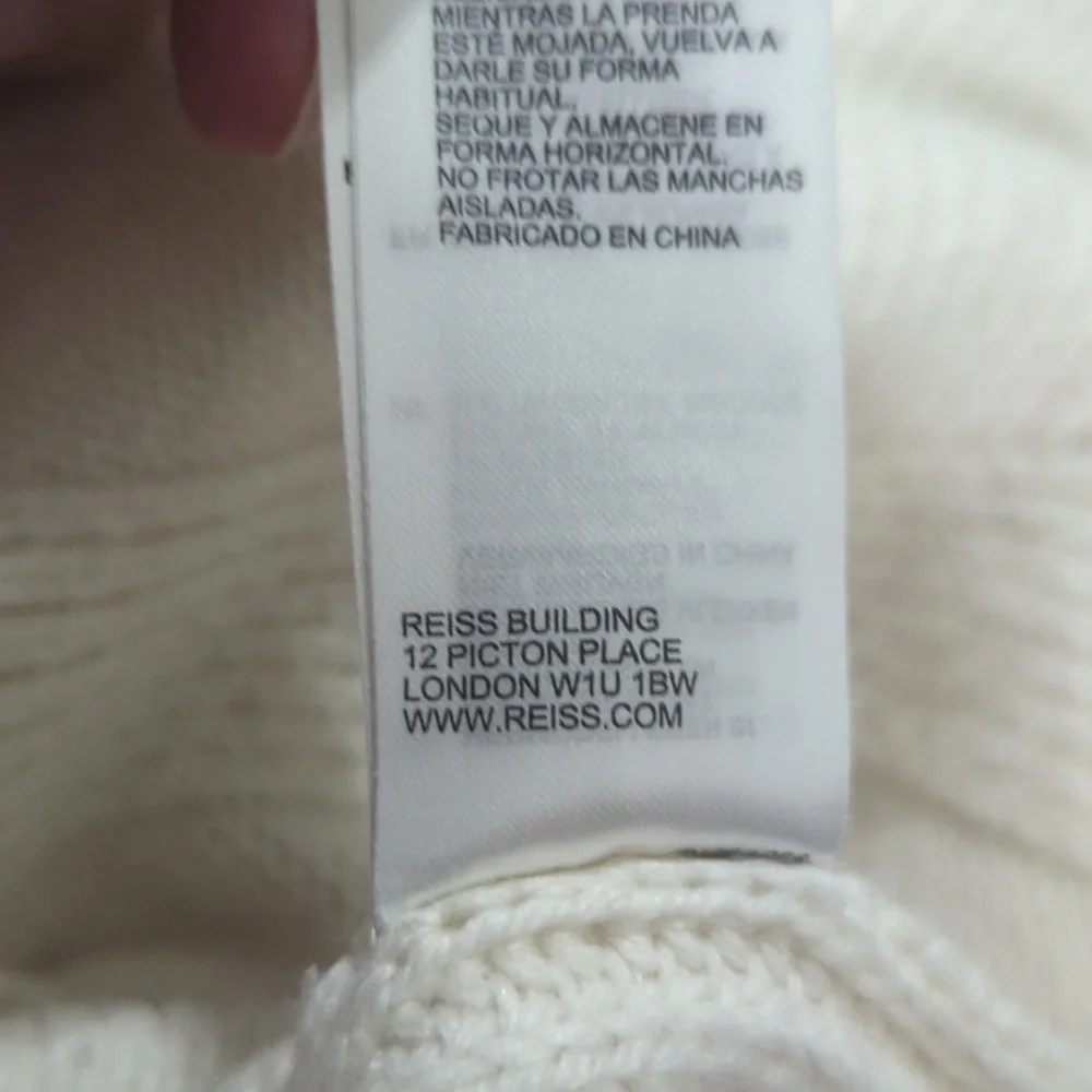 Reiss Alpaca Wool Blend V Neck Knit Sweater Cream S